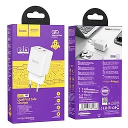 Адаптер мережевий HOCO Maker dual port charger N25 біле зарядне 2USB - мініатюра 3