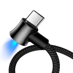 Кабель USAMS Type-C Right-angle Smart Power Off US-SJ341 U13, 1,2 м угловой сквозной черный