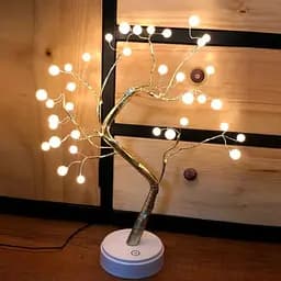 Світильник на батерейках нічник від юсб дерево роса Niki Light дерево перли золотого кольору теплий білий світильник USB + 3AA