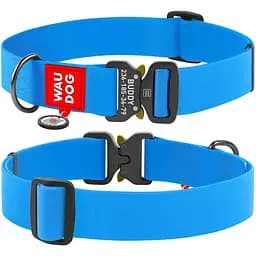 Нашийник для собак Waudog Waterproof, коллартекс, водостійкий, з QR паспортом, 43-70х4 см, блакитний - мініатюра 3