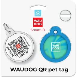 Адресник для собак і котів Waudog Smart ID з QR паспортом Градієнт блакитний 25 мм - мініатюра 5