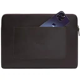 Кожаный чехол BlankNote для ноутбука на молнии с хлястиком и карманом Темно-коричневый