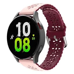 Ремінець для Blackview R3R3 ProR3 MaxR5X5 - рожево-темно-червоний ширина кріплення 20мм силікон Watchbands Flower (W38-5WB38788174) - мініатюра 2