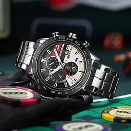 Водостійкий кварцовий годинник Curren Chronograph silver - мініатюра 3