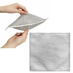 Серветка двошарова багаторазова металева з абразивною сіткою для посуду, скла та меблів 20х20 см Сірий 88107