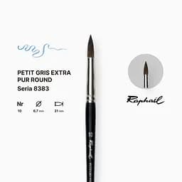 Пензель білка кругла Raphael Petit Gris Extra Pur, №10, професійний, коротка ручка - мініатюра 2