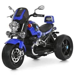 Дитячий мотоцикл 12V Bluetooth USB TF EVA шкіра синій (M 6263EL-4)