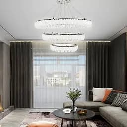 Кільцева кришталева люстра в хромі на 3 яруси 80+60+40 см | Арт. 33038-800+600+400 CH | Line F