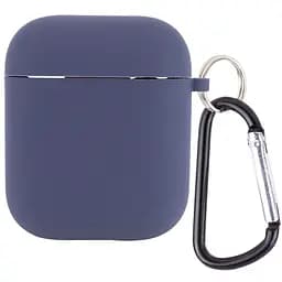 Силиконовый футляр с микрофиброй для наушников Airpods 1/2 Темно-синий / Midnight blue