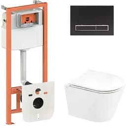 Набір Q-tap Nest 4 в 1 підвісний унітаз Scorpio Ultra Quiet 520x365x365 + комплект інсталяції QT1433053EUQW45167