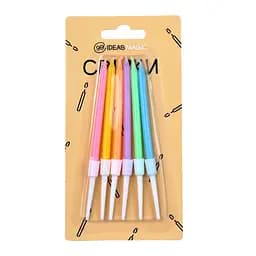 Свічка спіраль райдужна 6 шт 9,5 см