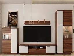 Модульна стінка для вітальні Гербор Таллі Горіх каліфорнійський/Білий (GRB-1932)