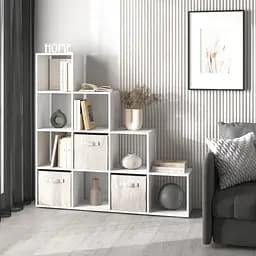 Книжкова полиця стелаж Vays M-40 Білий з 10 комірками етажерка для дому іграшок і декору ЛДСП 143x29x143 см