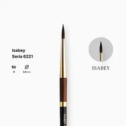 Пензель білка кругла натуральна Isabey 6221, №6, для акварелі, коротка ручка - мініатюра 2