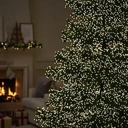 Новорічна гірлянда кімнатна роса Garlando D1500L50MWY 50 м 1500 LED Хвойна лапа білий дріт Жовте сяйво Garlando D1500L50MWY