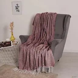 Плед бавовняний Vladi Валенсія Антоніо 140х200 біло-бордовий (1025)