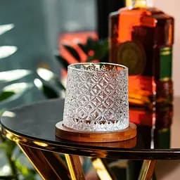 Склянка-дзига для віскі 300 мл з бамбуковою підставкою, ice flower Yiwu HP1602 - мініатюра 2