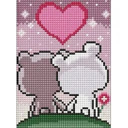 Алмазная мозаика без подрамника для детей Ideyka Влюбленные медвежонка 15х20 см AMM1039