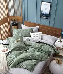 Комплект постельного белья Ecotton, твил-сатин, семейный, 210х147 см, лиловый с оливковым (22270)