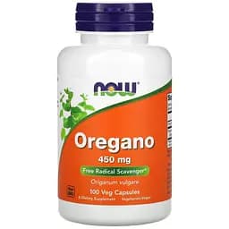Орегано Now Foods Oregano 450 мг 100 вегетаріанських капсул