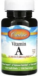 Вітаміни та мінерали Carlson Labs Vitamin A 25000 IU, 100 капсул