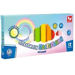 Пластилин восковой Школярик Пастельный, круглый, 12 цветов, 180 г (303114001-UA)