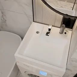 Раковина глянцева над пральною машиною Amidicon Breeze 50 600x500 з литого каменю BREEZE_50_HL, Білий - мініатюра 7