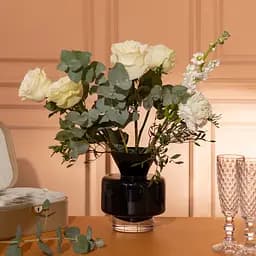 Ваза декоративна скляна в стилі Хайтек 17.5 см, чорний Flower Season HP-10-32 - мініатюра 5