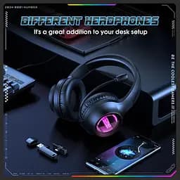 Навушники Onikuma ігрові бездротові Bluetooth GT-815 Pro з мікрофоном активним шумоподавленням та RGB підсвіткою Чорний - мініатюра 5