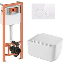 Набір Q-tap Nest 4 в 1 підвісний унітаз Gemini Ultra Quiet 530х365х373 + комплект інсталяції QT2533076EUQW46156