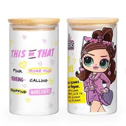 Банка стеклянная для хранения LOLTweens Fancy Gurl с бамбуковой крышкой 750 мл