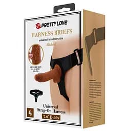 Страпон Pretty Love Harness Briefs Micheal 20 см коричневий