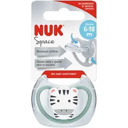 Пустышка ортодонтическая Nuk Space Зебра размер 2 силиконовая (3952612)