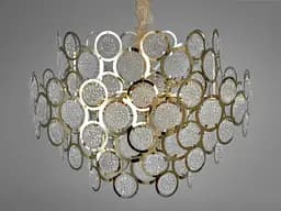 Люстра з круглими скляними елементами типу "Артишок" на 9 ламп, золото