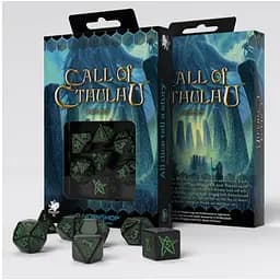 Набор кубиков Call of Cthulhu Black & Green Dice Set , 7 шт. (SCTH02)