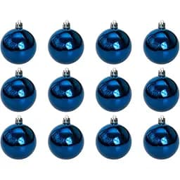 Набір ялинкових іграшок Devilon кулі 6 см синій глянець 12 шт. (890766)
