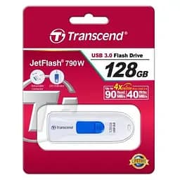 USB флеш накопичувач Transcend 128GB JetFlash 790 White USB 3.0 (TS128GJF790W) - мініатюра 5