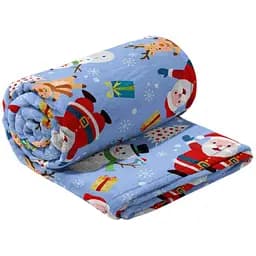 Плед LeLit Велсофт  Новорічний Блакитний Санта 180х200 см (le2000000324166)