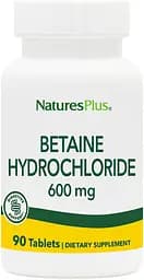 Натуральна добавка Natures Plus Betaine Hydrochloride 600 mg, 90 таблеток