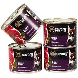 Набір вологих кормів для дорослих собак Savory Gourmand 3+1 з яловичиною 800 г (4 шт. х 200 г) - мініатюра 3