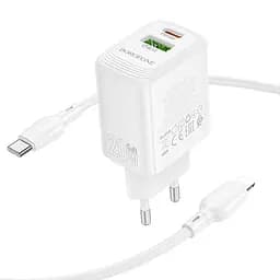 МЗП Borofone BN27 Fuente PD20W+QC3.0 (1USB-A/1C) + кабель Type-C to Lightning White - мініатюра 2