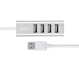 Хаб адаптер Usb Hoco на 4 Usb Line machine HB1 silver 6957531038146 - мініатюра 3
