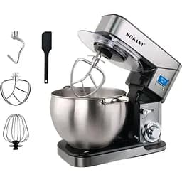 Стационарный миксер тестомес Sokany SC-623E с металлической чашей планетарное вращение 10л 2000Вт Серебряный