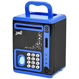 Копилка-сейф детская Save MK 5408 с отпечатком пальца кодовым замком и затягиванием купюр 19 см синяя