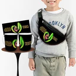 Набор: детская сумка-бананка+кружка Йода Star Wars 32х15см,бананка для мальчика через плечо на подарок (00907)