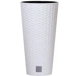 Горщик для квiтiв Prosperplast Rato тубус, з вкладишем 2 в 1, 400 мм, бiлий (77968-449)