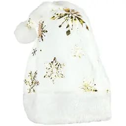 Новорічна шапка Bambi Святого Миколая 6241-22(Gold-2) білий, золоті сніжинки