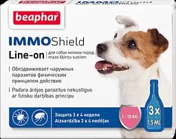 Каплі від бліх і кліщів для собак вагою 1-15 кг Beaphar IMO Shield 3 шт/уп