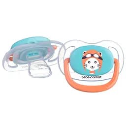 Пустушка силіконова Bebe Confort Physio Air Dummy Traveller, анатомічна, 18-36 міс., 2 шт., синя з помаранчевим (3104201790)