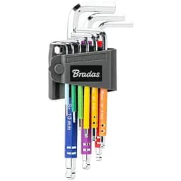 Набір шестигранних ключів Bradas з кульковим наконечником HX 1,5-10 мм 9 шт довгі (DIY-HKB62-LO/B)